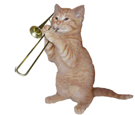 Gatinho tocando trompete